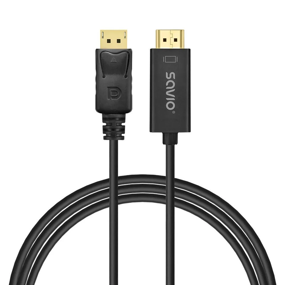 Savio Cable DisplayPort male - HDMI male 1.5m Μαύρο - Image 1