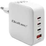 Qoltec Φορτιστής Χωρίς Καλώδιο GaN με Θύρα USB-A και 3 Θύρες USB-C 140W Power Delivery / Quick Charge 3.0 Λευκός (51828)