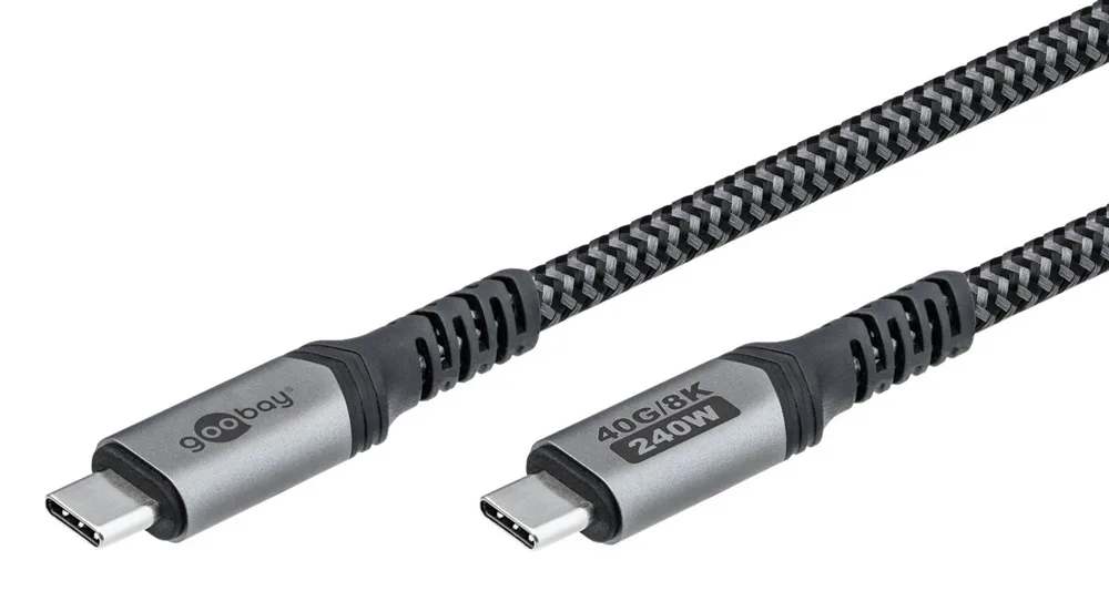 Goobay USB 3.0 Cable USB-C male - USB-C / DisplayPort 240W Γκρι 1.5m 74212 - Image 1