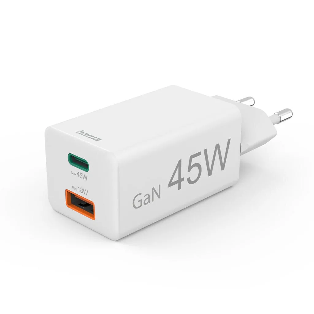 20250228163345_hama_fortistis_choris_kalodio_gan_me_thyra_usb_a_kai_thyra_usb_c_45w_power_delivery_leykos_00201993 HAMA Φορτιστής Χωρίς Καλώδιο GaN με Θύρα USB-A και Θύρα USB-C 45W Power Delivery Λευκός (00201993) - Image 1