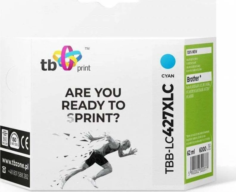 TB Print Συμβατό Μελάνι Εκτυπωτή InkJet Brother LC427XLC Κυανό 1τμχ TBB-LC427XLC - Image 1