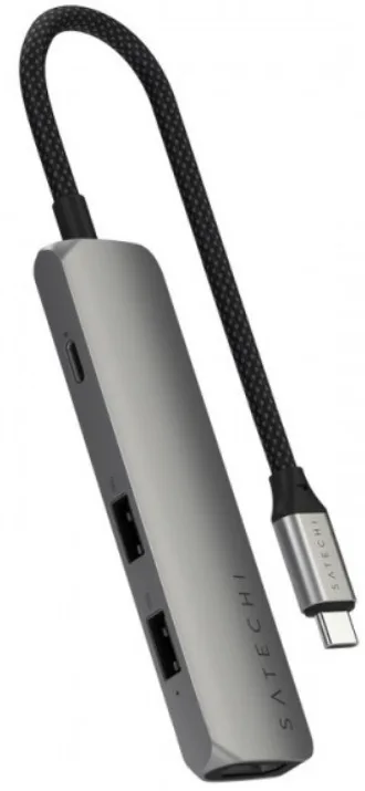Satechi 4-in-1 Slim Multiport Adapter USB-C Docking Station με HDMI 4K PD Γκρι - Image 1