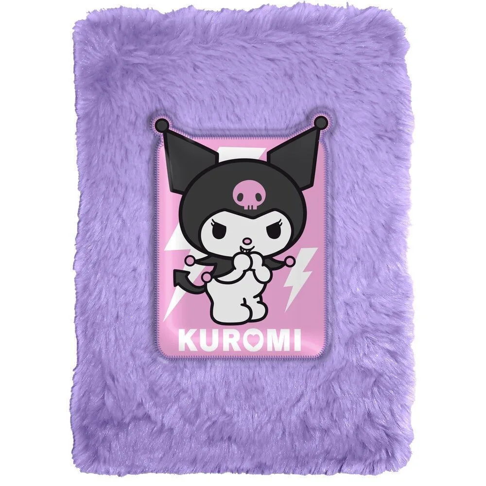 20250411095529_kids_licensing_set_6_simeiomataria Kids Licensing Hello Kitty Kuromi Plush Σημειωματάριο A5 Ριγέ Μωβ - Image 1