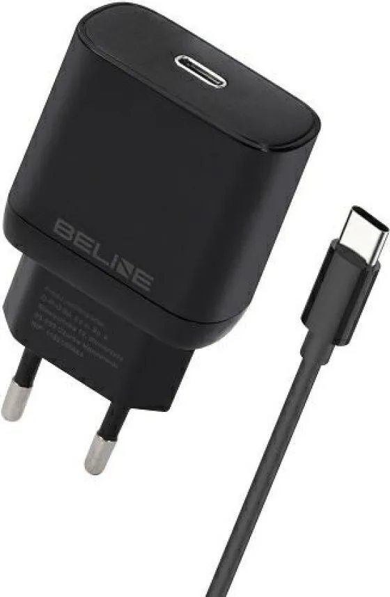 20250424161713_beline_fortistis_me_thyra_usb_c_kai_kalodio_usb_c_usb_c_25w_power_delivery_mayros_u03 Beline Φορτιστής με Θύρα USB-C και Καλώδιο USB-C - USB-C 25W Power Delivery Μαύρος (U03) - Image 1