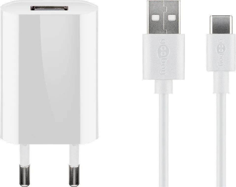20250502095936_goobay_fortistis_me_thyra_usb_a_kai_kalodio_usb_c_5w_leykos_45300 Goobay Φορτιστής με Θύρα USB-A και Καλώδιο USB-C 5W Λευκός (45300) - Image 1