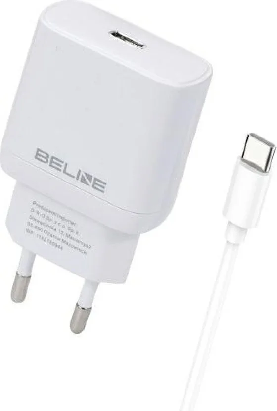 20250508151735_beline_fortistis_me_thyra_usb_c_kai_kalodio_usb_c_usb_c_30w_power_delivery_leykos_u03 Beline Φορτιστής με Θύρα USB-C και Καλώδιο USB-C - USB-C 30W Power Delivery Λευκός (U03) - Image 1