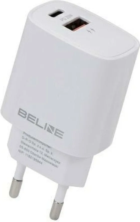 20250508151737_beline_fortistis_choris_kalodio_me_thyra_usb_a_kai_thyra_usb_c_20w_power_delivery_quick_charge_3_0_leykos_u03 Beline Φορτιστής Χωρίς Καλώδιο με Θύρα USB-A και Θύρα USB-C 20W Power Delivery / Quick Charge 3.0 Λευκός (U03) - Image 1