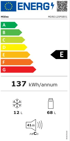 20250514092455_5f26fbe8 Midea Mini Bar 80lt Υ84.5xΠ45.7xΒ44.5εκ. Λευκό MDRD125FGE01 - Image 1
