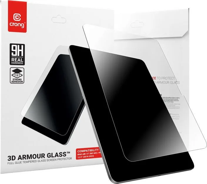 Crong 3D 0.33mm Full Glue Tempered Glass (iPad Air 13'' M3, iPad Air 13'' M2, iPad Pro 12.9) CRG3DAGIPDA13 - Image 1