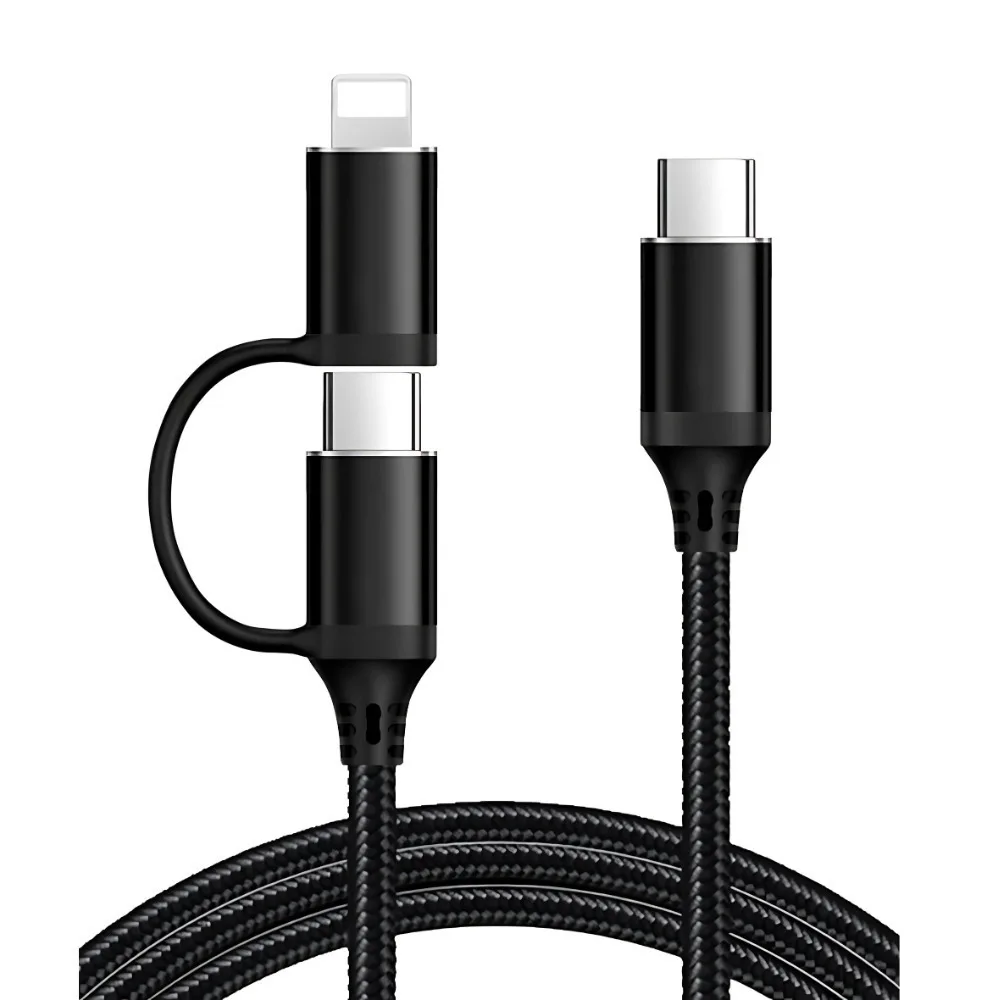 Usb C Fast Charging Cable 2-in-1 Max 60w Usb C To Usb C Lightning Type C Fast Charging Textile Material Iphone 16 Pro Max 15 14 Ipad Air Mini Galaxy Pixel 1m Luvlu - Image 1