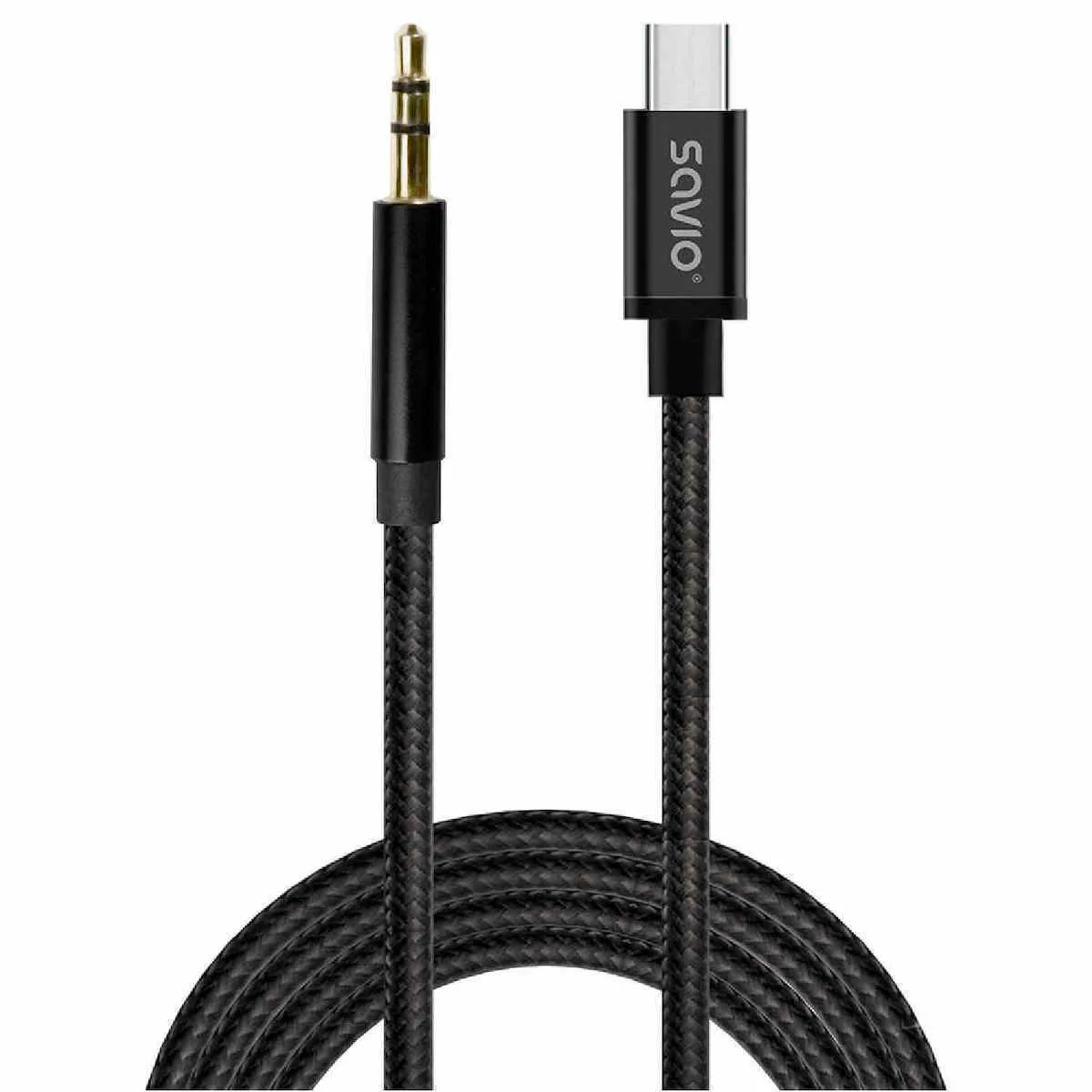 20250604103315_savio_usb_2_0_cable_usb_c_male_usb_c_3_5mm_2m Savio USB 2.0 Cable USB-C male - 3.5mm 2m - Image 1