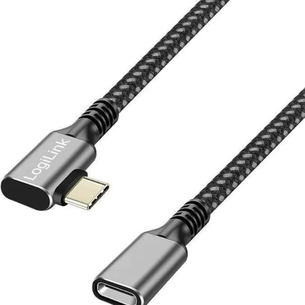 LogiLink Braided USB 3.2 Cable USB-C male - USB-C female 100W Μαύρο 1m CUA0111