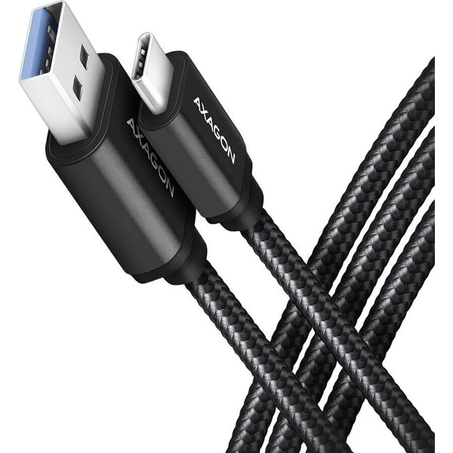 Axagon Braided USB 3.0 Cable USB-C male - USB-A Μαύρο 1.5m BUCM3-AM15AB - Image 1