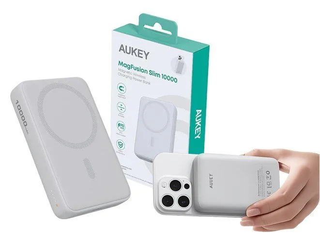 20250707120157_aukey_pb_ms04_magsafe_power_bank_10000mah_20w_me_thyra_usb_c_power_delivery_leyko Aukey PB-MS04 MagSafe Power Bank 10000mAh 20W με Θύρα USB-C Power Delivery Λευκό - Image 1