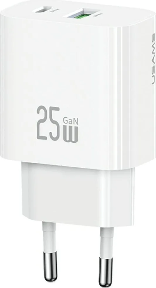 20250708120711_usams_fortistis_choris_kalodio_gan_me_thyra_usb_a_kai_thyra_usb_c_25w_power_delivery_leykos_cc315_t65 Usams Φορτιστής Χωρίς Καλώδιο GaN με Θύρα USB-A και Θύρα USB-C 25W Power Delivery Λευκός (CC315 T65) - Image 1