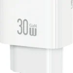 Usams Φορτιστής Χωρίς Καλώδιο GaN με Θύρα USB-A και Θύρα USB-C 30W Power Delivery Λευκός (CC316 T65)