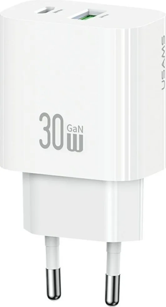 20250708120756_usams_fortistis_choris_kalodio_gan_me_thyra_usb_a_kai_thyra_usb_c_30w_power_delivery_leykos_cc316_t65 Usams Φορτιστής Χωρίς Καλώδιο GaN με Θύρα USB-A και Θύρα USB-C 30W Power Delivery Λευκός (CC316 T65) - Image 1
