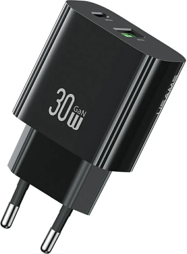20250708121351_usams_fortistis_choris_kalodio_gan_me_thyra_usb_a_kai_thyra_usb_c_30w_power_delivery_mayros_cc316_t65 Usams Φορτιστής Χωρίς Καλώδιο GaN με Θύρα USB-A και Θύρα USB-C 30W Power Delivery Μαύρος (CC316 T65) - Image 1