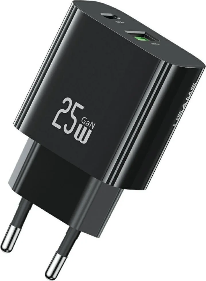 20250708121754_usams_fortistis_choris_kalodio_gan_me_thyra_usb_a_kai_thyra_usb_c_25w_power_delivery_mayros_cc315_t65 Usams Φορτιστής Χωρίς Καλώδιο GaN με Θύρα USB-A και Θύρα USB-C 25W Power Delivery Μαύρος (CC315 T65) - Image 1