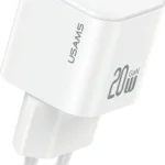 Usams Φορτιστής GaN με Θύρα USB-C και Καλώδιο USB-C - USB-C 20W Power Delivery Λευκός (CC260)