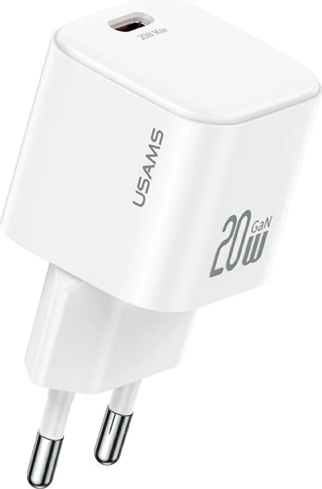 20250709124452_usams_fortistis_choris_kalodio_gan_me_thyra_usb_c_20w_power_delivery_leykos_cc260 Usams Φορτιστής GaN με Θύρα USB-C και Καλώδιο USB-C - USB-C 20W Power Delivery Λευκός (CC260) - Image 1