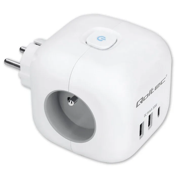20250714101801_qoltec_polyprizo_me_2_usb_a_1_usb_c_kai_diakopti_52548 Qoltec Πολύπριζο με 2 USB-A, 1 USB-C και Διακόπτη 52548 - Image 1