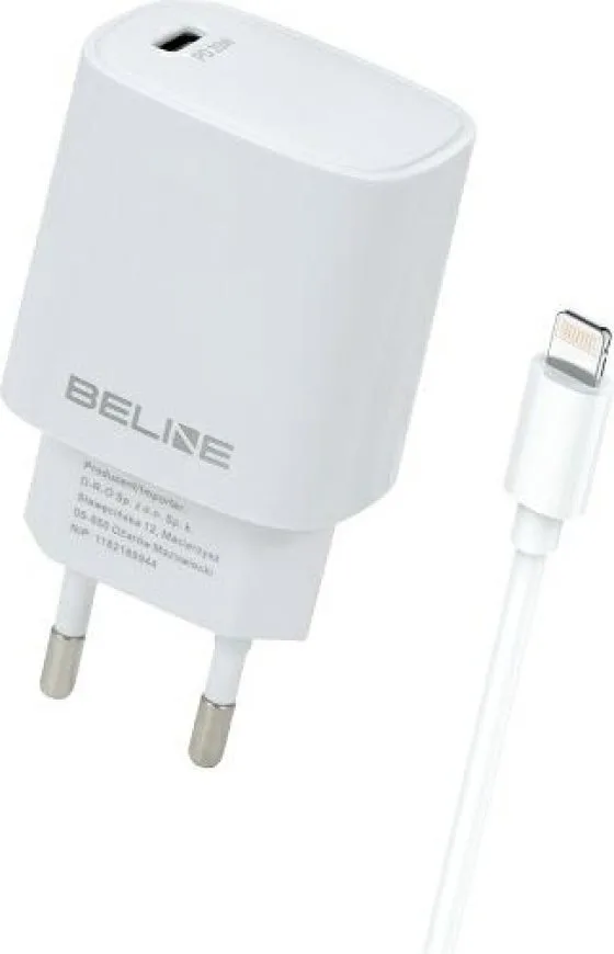 20250808163257_beline_fortistis_me_thyra_usb_c_kai_kalodio_usb_c_lightning_20w_power_delivery_leykos_u03 Beline Φορτιστής με Θύρα USB-C και Καλώδιο USB-C - Lightning 20W Power Delivery Λευκός (U03) - Image 1