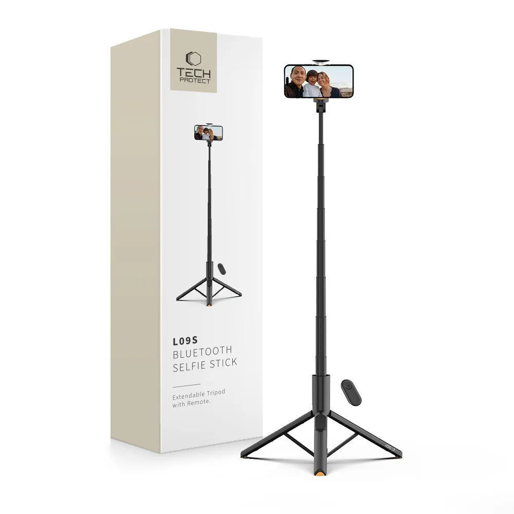 Tech-Protect L09s Selfie Stick Τρίποδο Κινητού με Bluetooth Μαύρο - Image 1