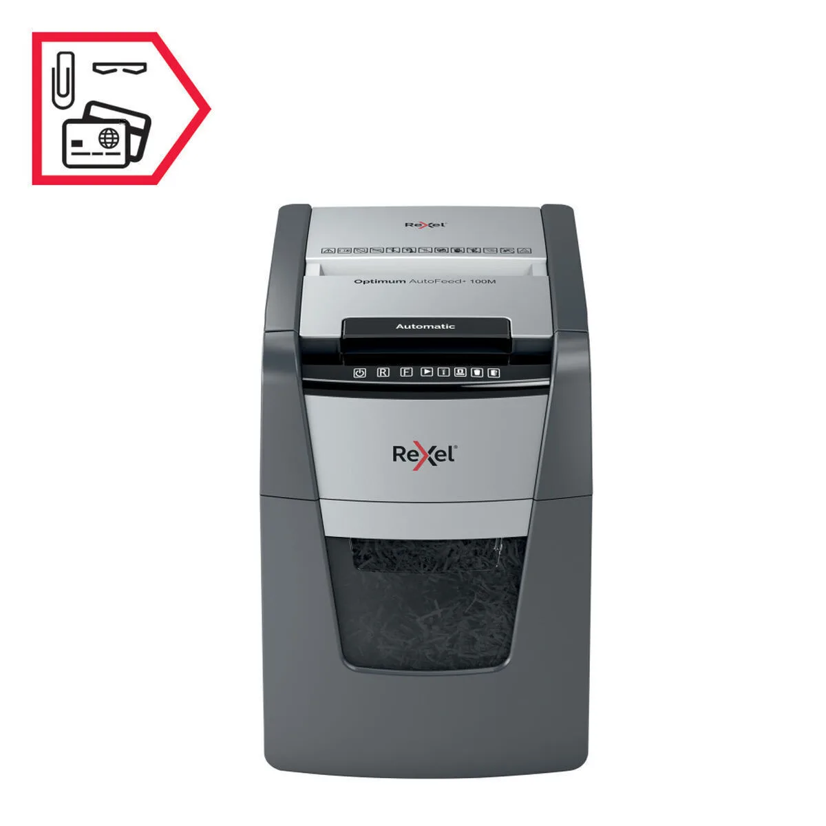 Rexel Καταστροφέας Εγγράφων Optimum Autofeed+ 100m Micro Cut 100 Φύλλων με Κάδο 34lt 2020100MEU - Image 1