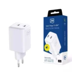 3MK Φορτιστής Χωρίς Καλώδιο με 2 Θύρες USB-C 45W Power Delivery Λευκός (Hyper Charger)