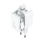 Joyroom Φορτιστής GaN με 2 Θύρες USB-C και Καλώδιο USB-C - USB-C 45W Power Delivery Λευκός (JR-TCL05)