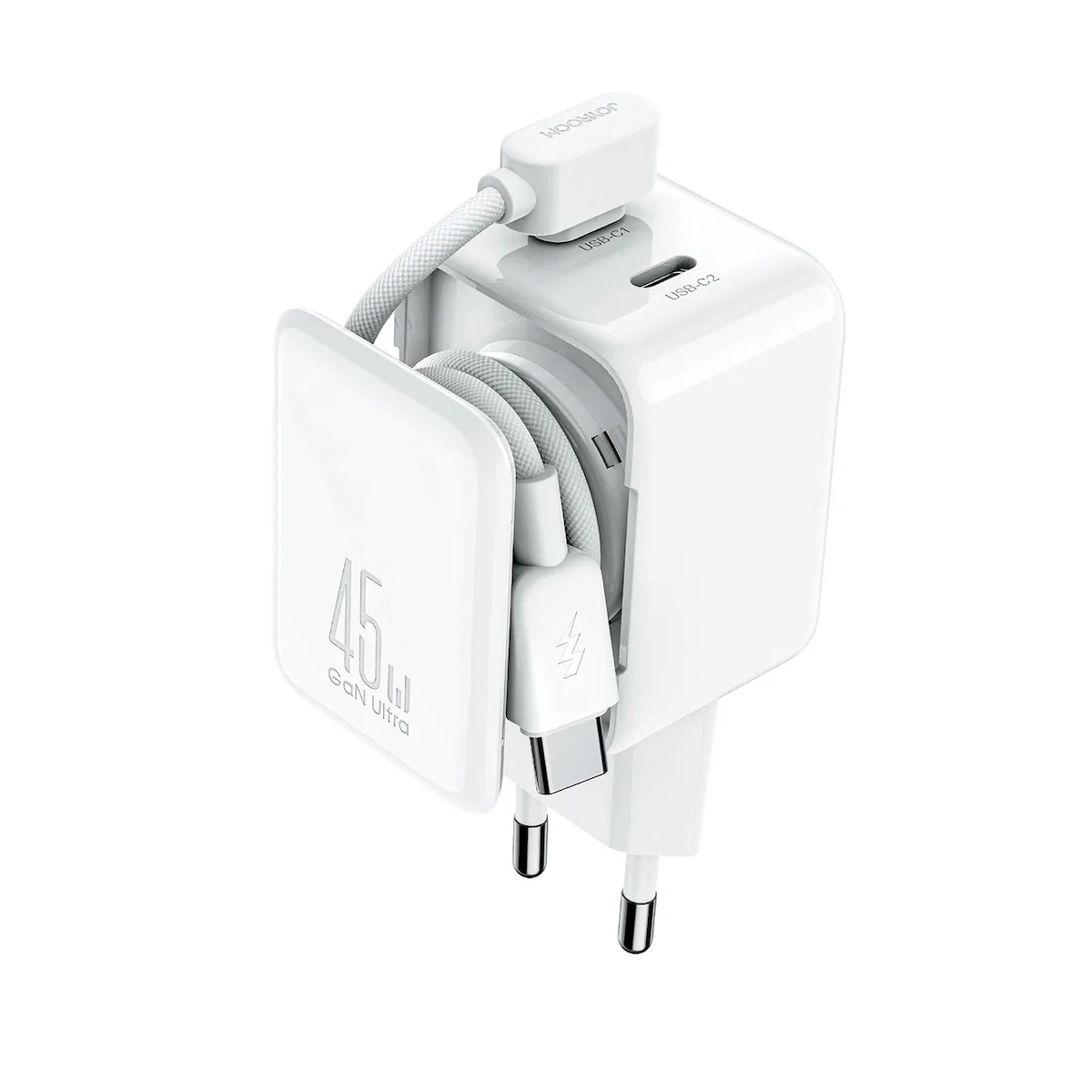 Joyroom Φορτιστής GaN με 2 Θύρες USB-C και Καλώδιο USB-C - USB-C 45W Power Delivery Λευκός (JR-TCL05) - Image 1