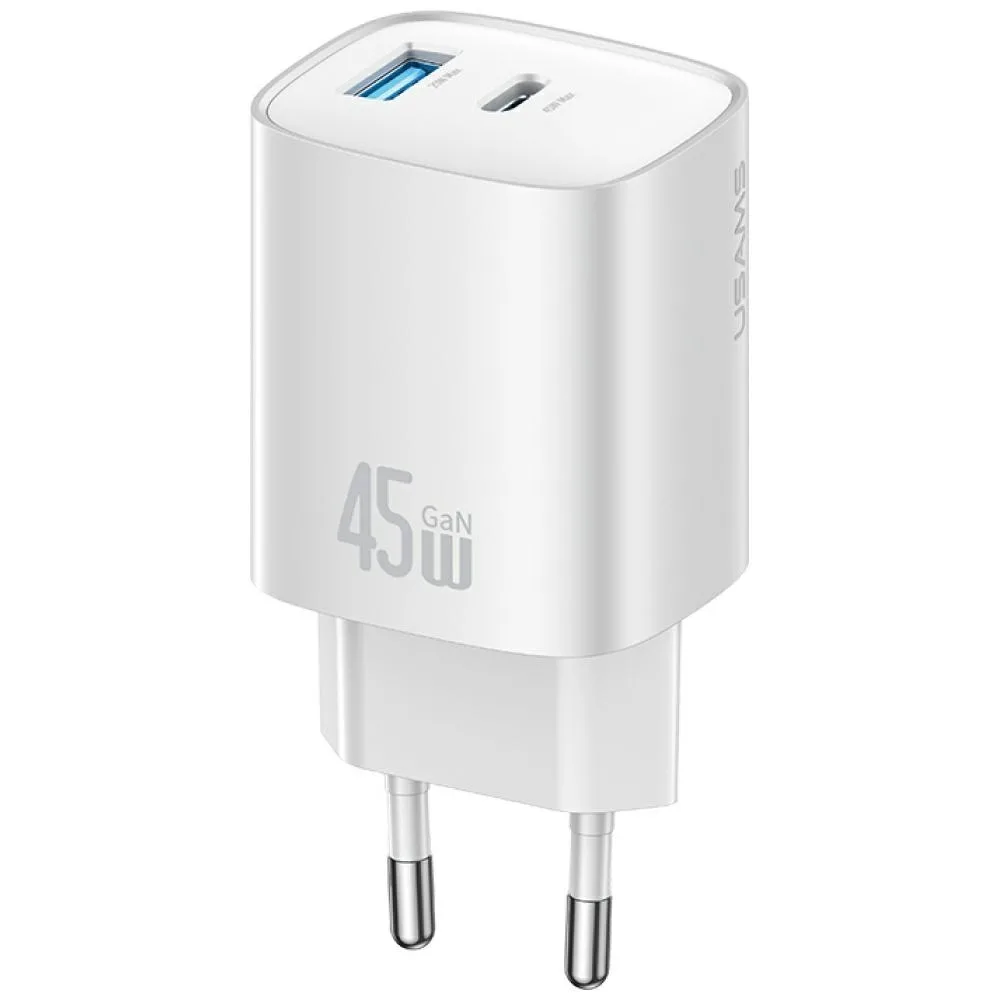 20250904105917_usams_fortistis_choris_kalodio_gan_me_thyra_usb_a_kai_thyra_usb_c_45w_power_delivery_asimi_cc290 Usams Φορτιστής Χωρίς Καλώδιο GaN με Θύρα USB-A και Θύρα USB-C 45W Power Delivery Ασημί (CC290) - Image 1
