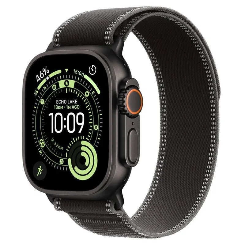 Apple Watch Ultra 3 Titanium 49mm Αδιάβροχο με eSIM και Παλμογράφο (Black Titanium Case with Black/Charcoal Trail Loop - M/L) - Image 1