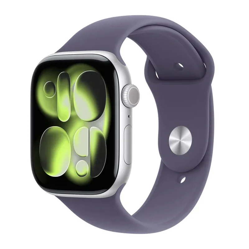 Apple Watch Series 11 Aluminium 46mm Αδιάβροχο με Παλμογράφο (Silver Aluminium Case with Purple Fog Sport Band - M/L) - Image 1