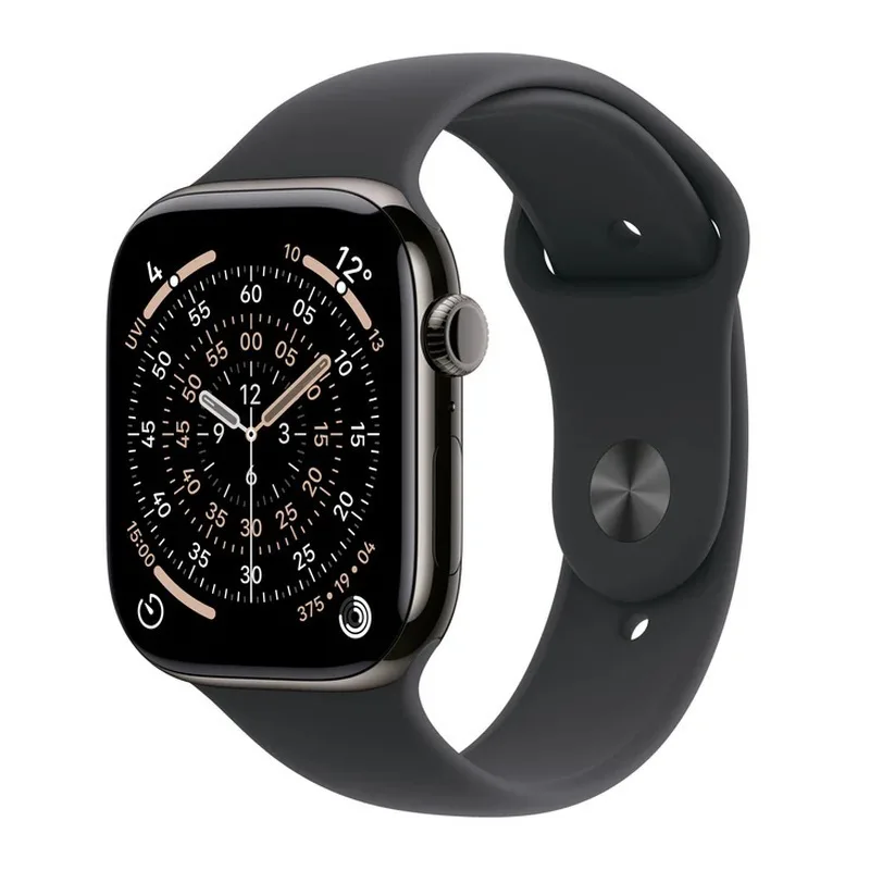 20250910145645_apple_watch_series_11_cellular_titanium_42mm_adiavrocho_me_esim_kai_palmografo_slate_titanium_case_with_black_sport_band_m_l_proparagelia Apple Watch Series 11 Cellular Titanium 42mm Αδιάβροχο με eSIM και Παλμογράφο (Slate Titanium Case with Black Sport Band - M/L) - Image 1