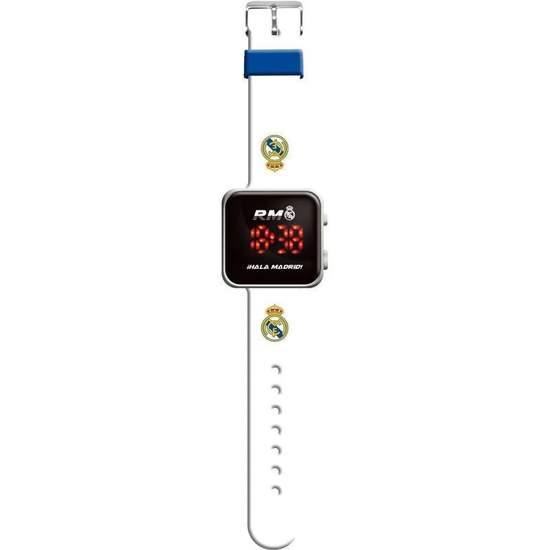 20250916023427_real_madrid_paidiko_psifiako_roloi_me_louraki_apo_kaoutsouk_plastiko_leyko_rm00016 Real Madrid Παιδικό Ψηφιακό Ρολόι 30mm Λευκό RM00016 - Image 1