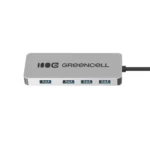 Green Cell USB 3.0 Hub 4 Θυρών με σύνδεση USB-C Ασημί HUB-GC-C4A
