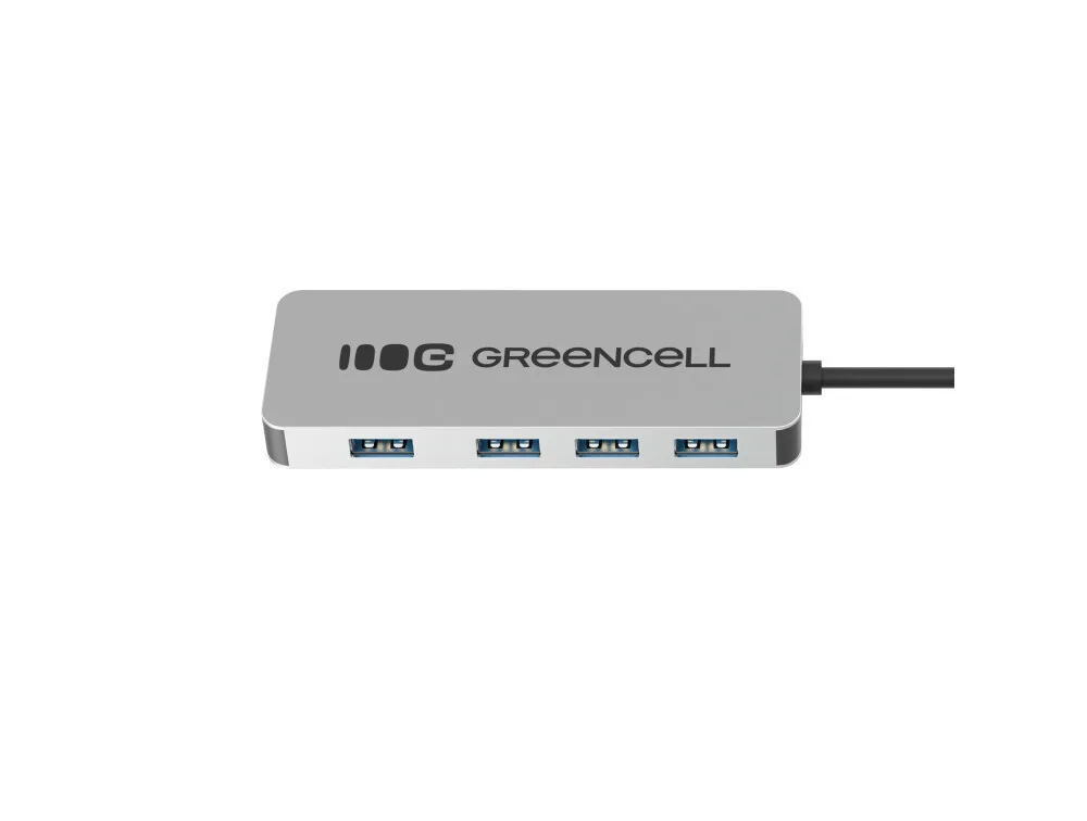 Green Cell USB 3.0 Hub 4 Θυρών με σύνδεση USB-C Ασημί HUB-GC-C4A - Image 1