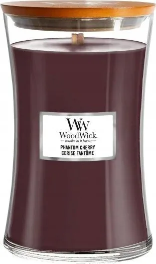 Woodwick Woodwick Phantom Cherry Κερί Κύλινδρος Κεχριμπάρι Βανίλια Κασμιρένιο Ξύλο Κεράσι Φρούτο Μπορντό 1 Τεμ - Image 1