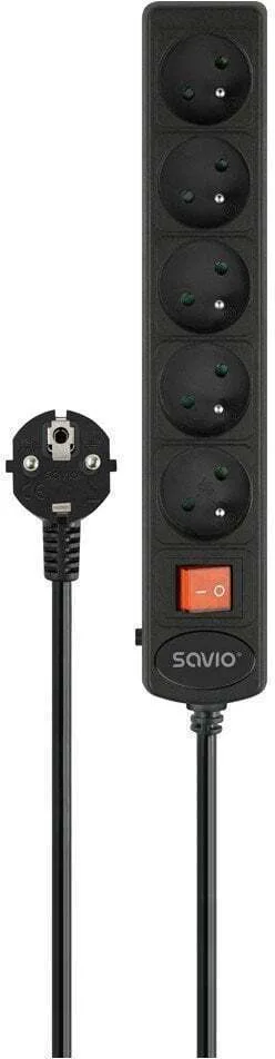 20251029132609_savio_polyprizo_asfaleias_5_theseon_me_kalodio_5m Savio Πολύπριζο 5 Θέσεων με Καλώδιο 5m - Image 1