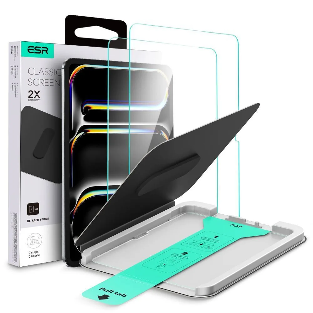 20251107145638_esr_ultrafit_tempered_glass Esr Ultrafit Tempered Glass 2-pack Ipad Pro 13” 7 8 2024-2025 Clear - Image 1