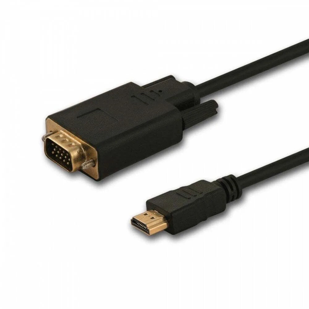 20251204112347_savio_cable_hdmi_male_vga_male_1_8m_mayro Savio Cable HDMI male - VGA male 1.8m Μαύρο - Image 1