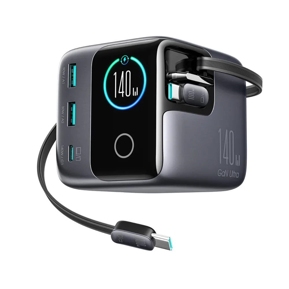 Joyroom Βάση Φόρτισης GaN με 2 Θύρες USB-A και Θύρα USB-C και Καλώδιο USB-C 140W Quick Charge 3.0 σε Γκρι χρώμα (JR-TRD01) - Image 1