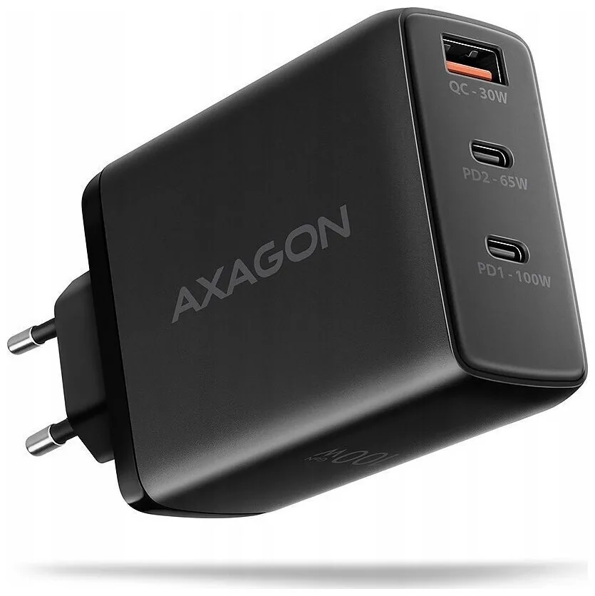 20251217102158_axagon_fortistis_choris_kalodio_gan_me_thyra_usb_a_kai_2_thyres_usb_c_100w_power_delivery_quick_charge_3_0_mayros_acu_dpq100 Axagon Φορτιστής Χωρίς Καλώδιο GaN με Θύρα USB-A και 2 Θύρες USB-C 100W Power Delivery / Quick Charge 3.0 Μαύρος (ACU-DPQ100) - Image 1