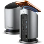 Axagon HMC-WL9 USB-C Docking Station με HDMI/DisplayPort 4K PD Ethernet και σύνδεση 2 Οθονών Ασημί