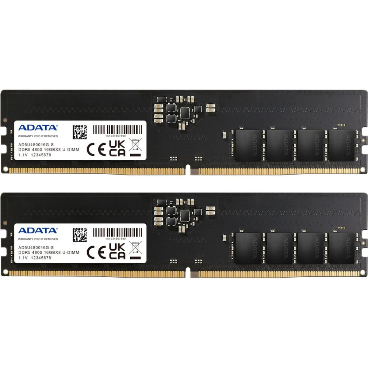 Adata DDR5 32GB RAM με 2x16GB Modules και Ταχύτητα 4800 για Desktop AD5U480016G-DT - Image 1