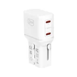 3MK Φορτιστής Χωρίς Καλώδιο με 2 Θύρες USB-C 45W Power Delivery / Quick Charge 4.0 Λευκός (Incharge Globe)