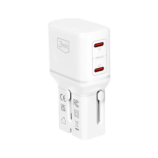 3MK Φορτιστής Χωρίς Καλώδιο με 2 Θύρες USB-C 45W Power Delivery / Quick Charge 4.0 Λευκός (Incharge Globe) - Image 1