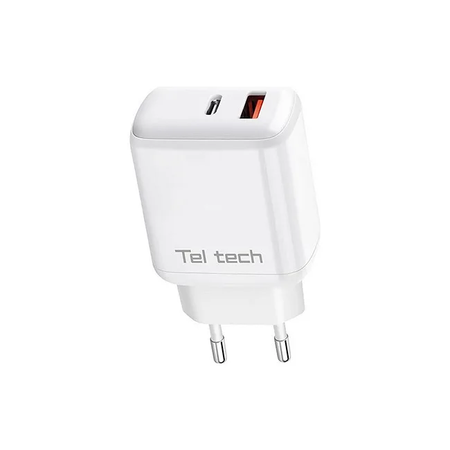 Teltech Φορτιστής Χωρίς Καλώδιο GaN με Θύρα USB-A και Θύρα USB-C 45W Power Delivery Λευκός (TCH-03) - Image 1